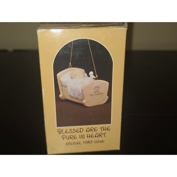 Precious Moments Blessed Are The Pure In Heart 1983 Enesco Baby Crib Ornament - Picture 7 of 10